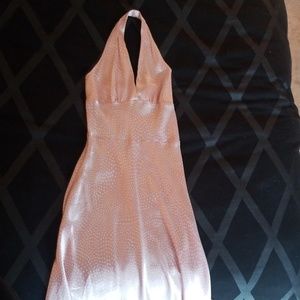 Halter pink and white polka dot dress